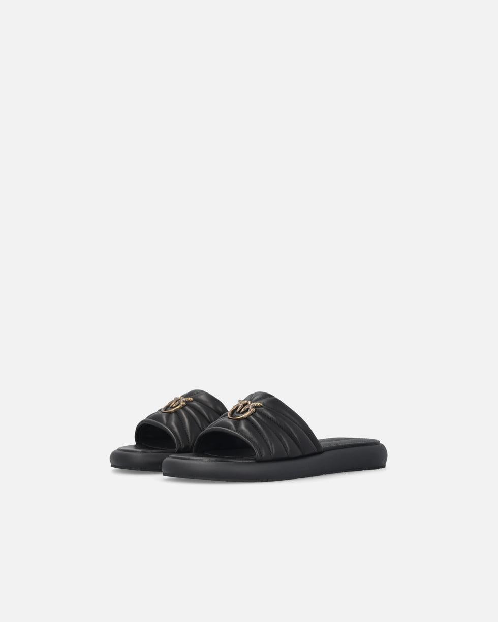 Ciabatte in nappa trapuntata con logo Love Birds<BR/> SD0525P003 Z99 PINKO