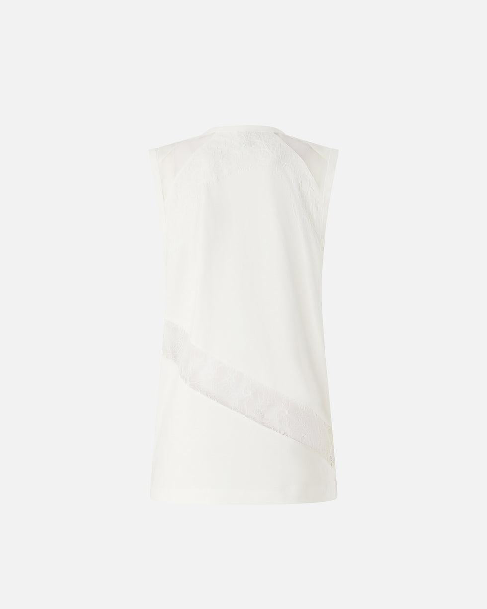 Top smanicato con dettagli in pizzo<BR/> 106291A335 Z05 PINKO