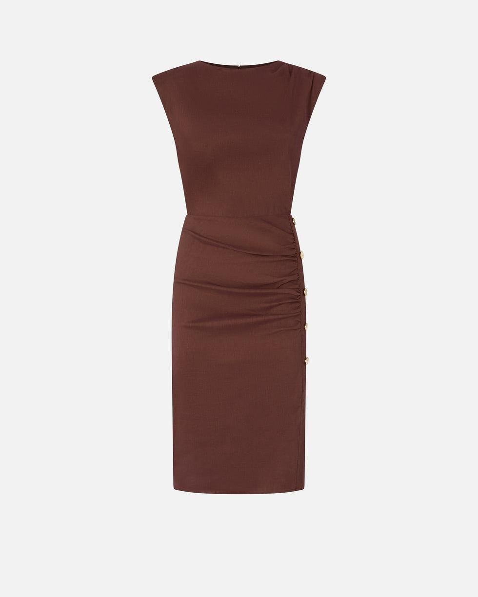 Abito longuette aderente in lino<BR/> 106521A34I L78 PINKO