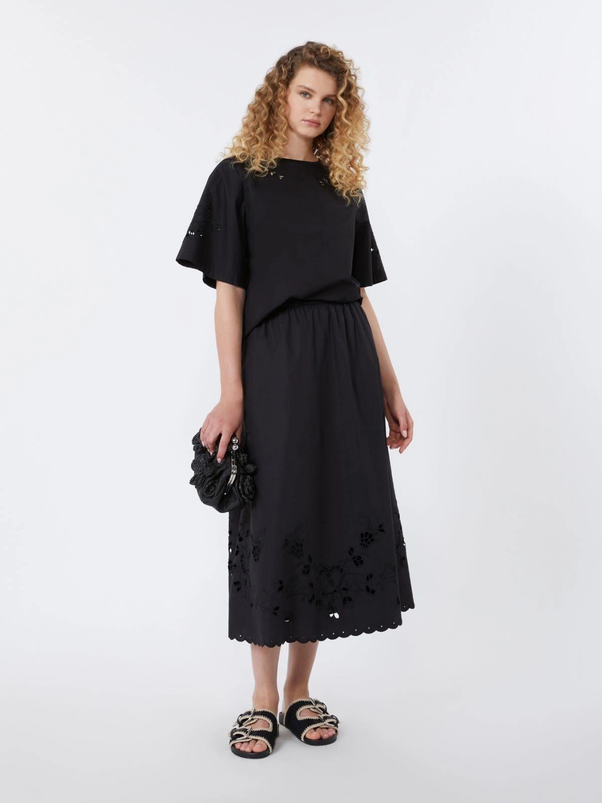 Top in popeline di cotone con ricami -NERO WKDTARGA 002 WEEKEND
