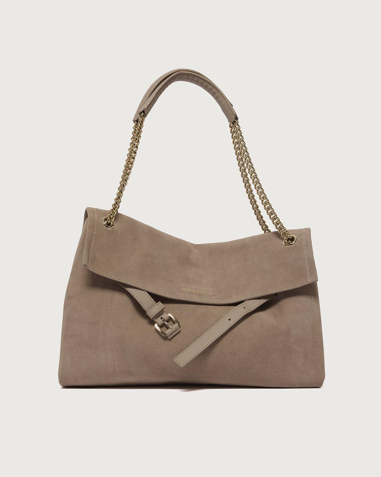 Borsa Venus Peach Midi a spalla in suede<BR/> B02212PEA SABBIA ORCIANI