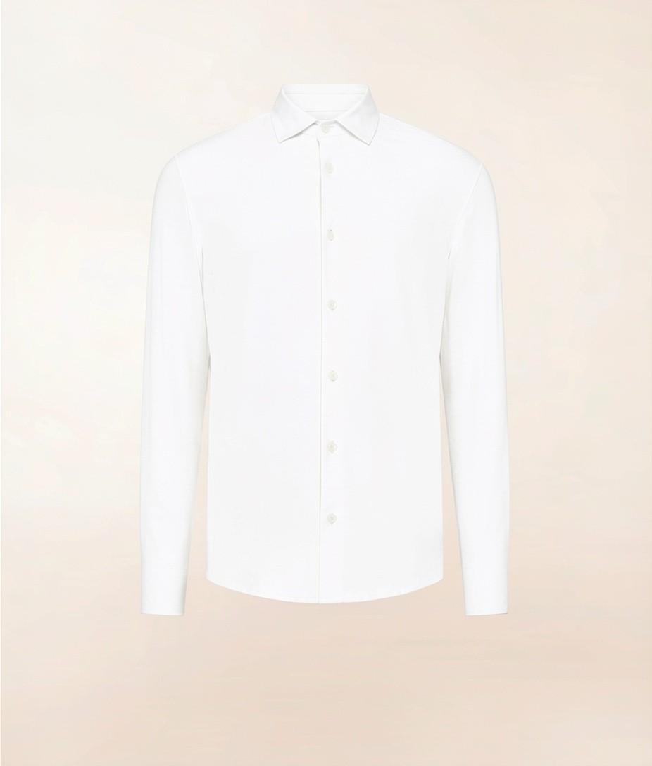 MANHATTAN<BR/>Camicia slim fit in tessuto tecnico unito high-performance MANHATTAN 100 CRUNA