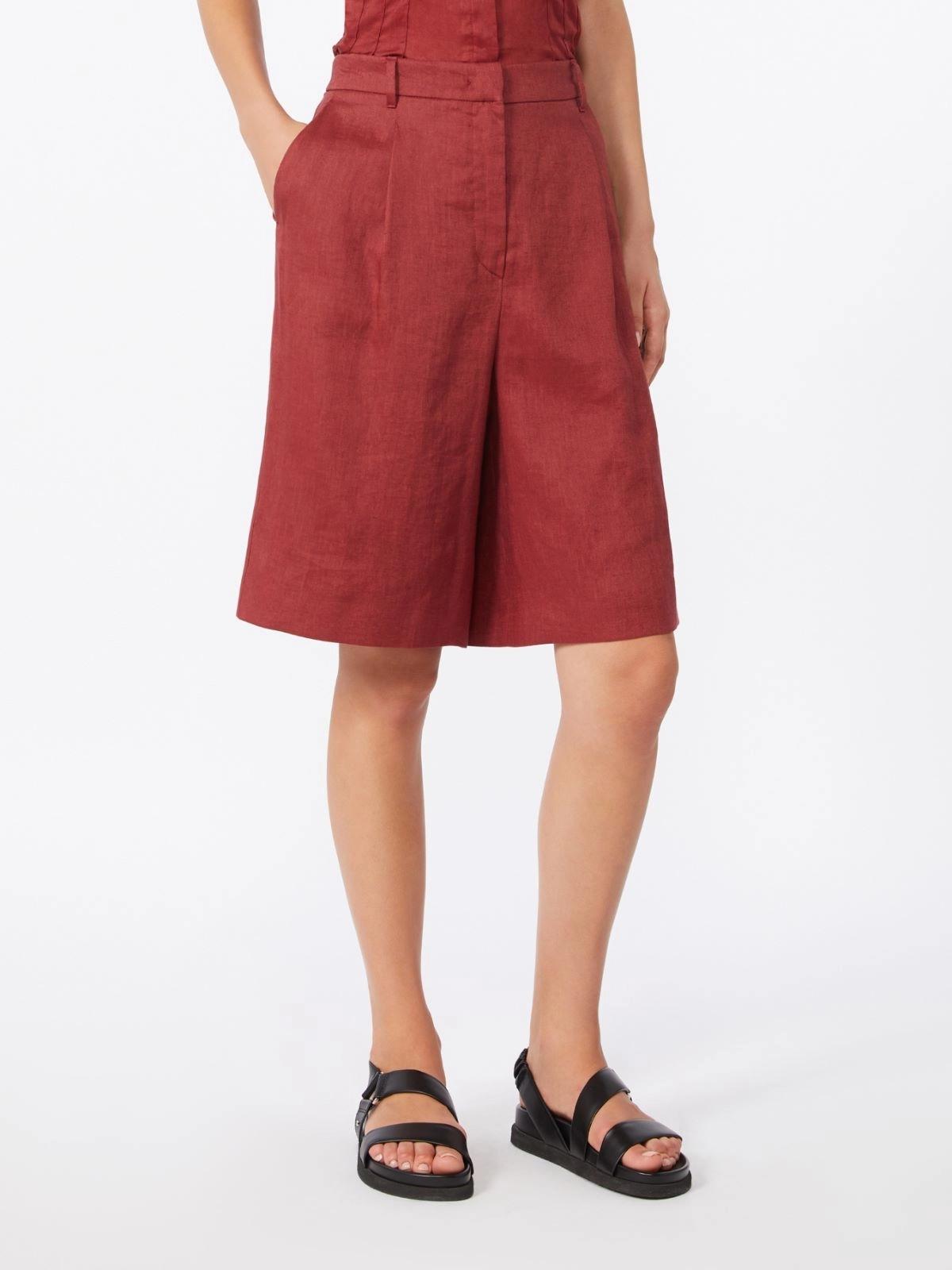 Bermuda lungo in tela di lino - Mattone rosso<BR/> MSTCARAVAN 032 MAX MARA STUDIO