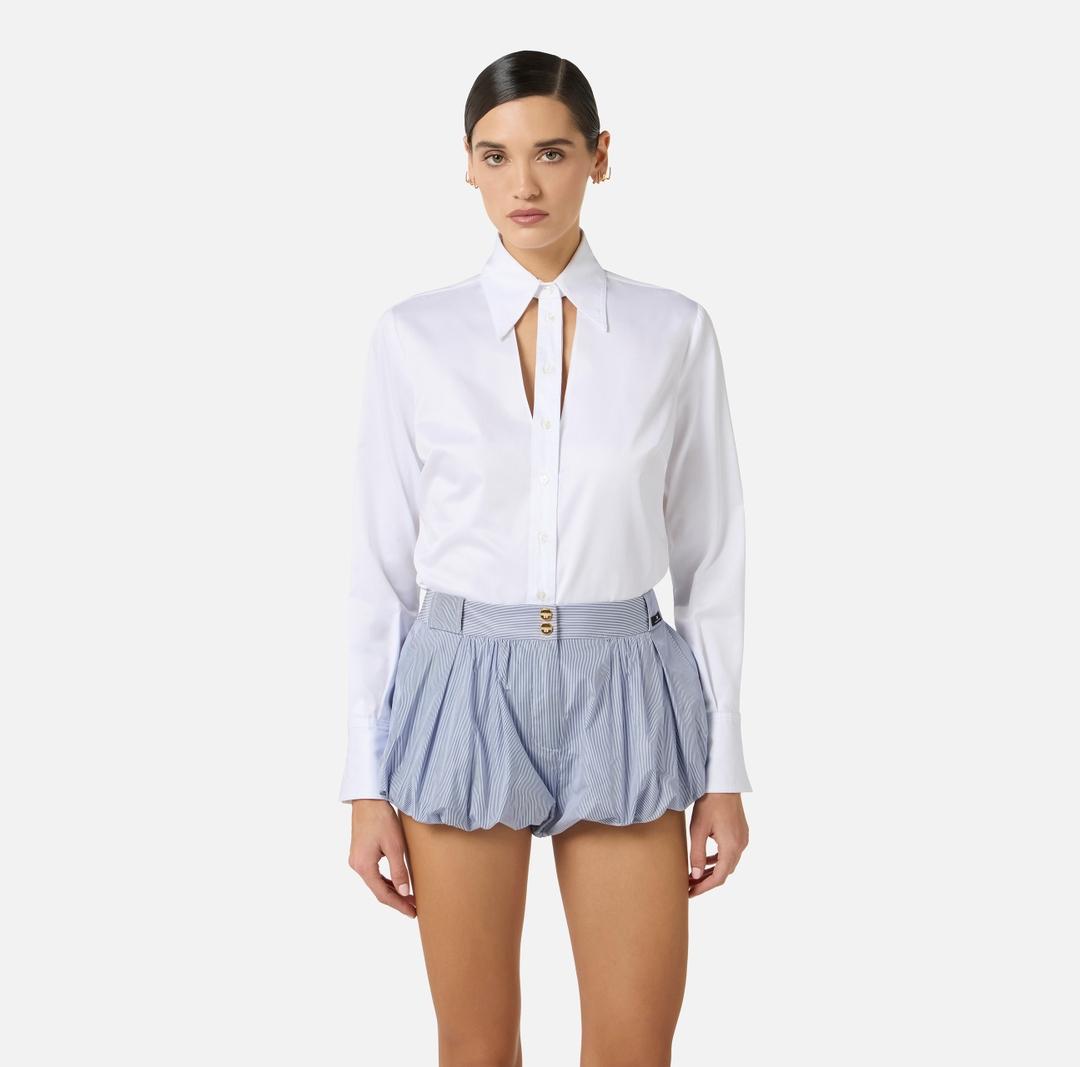 Camicia in cotone con cut-out e ricami CA12861E2 100 ELISABETTA FRANCHI