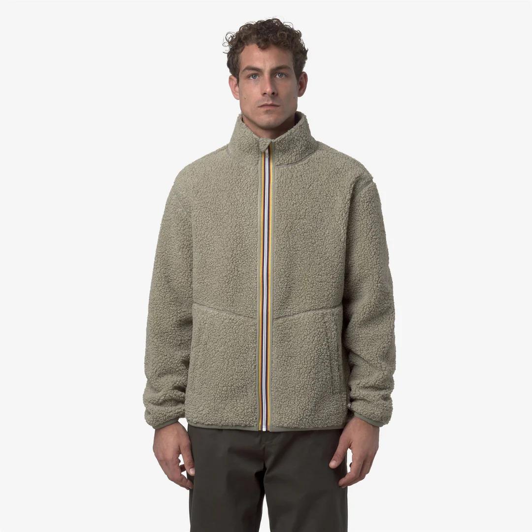 PASCAL SHERPA POLAR REVERSIBLE<BR/>GREEN OAK-GREEN OAK<BR/>Giacca reversibile in pile verde da uomo con sherpa e pile polare K3132PW B35 K-WAY