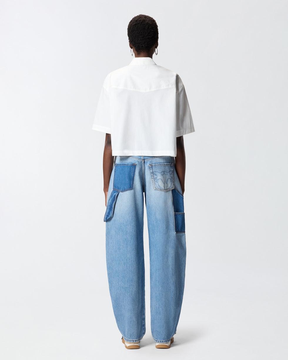 Camicia cropped con dettagli metallici<BR/> 106826A2LD Z05 PINKO