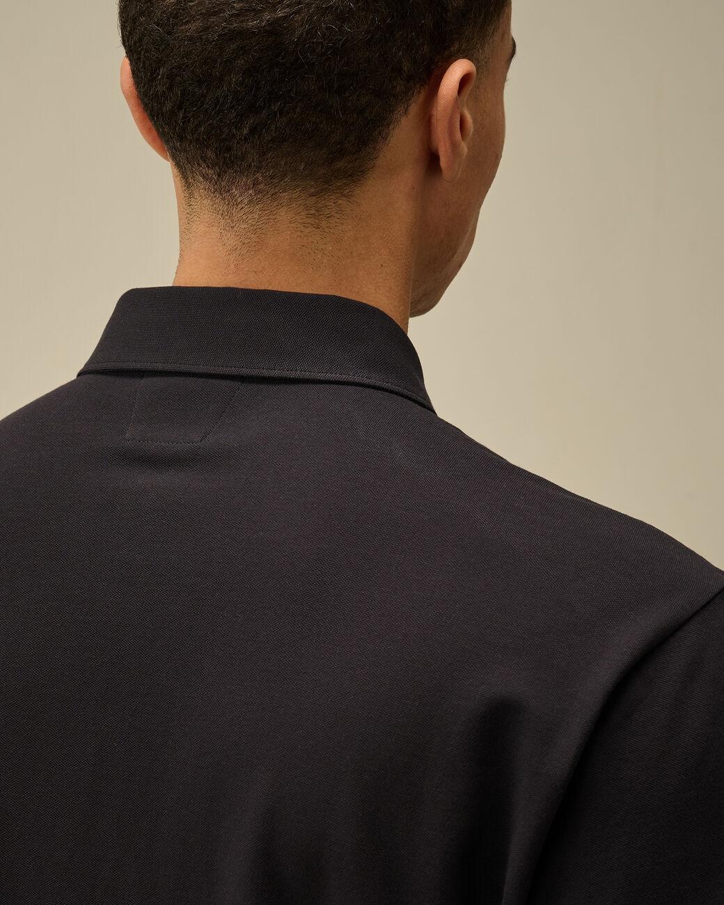 Stretch Piquet Three-Button Logo Polo