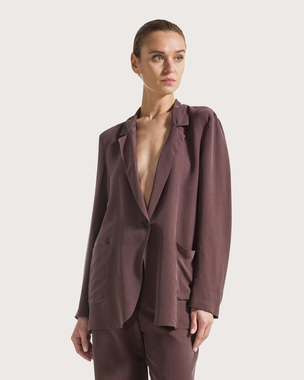 Giacca monopetto in seta lavata<BR/> GI0962460239 240 SEVENTY