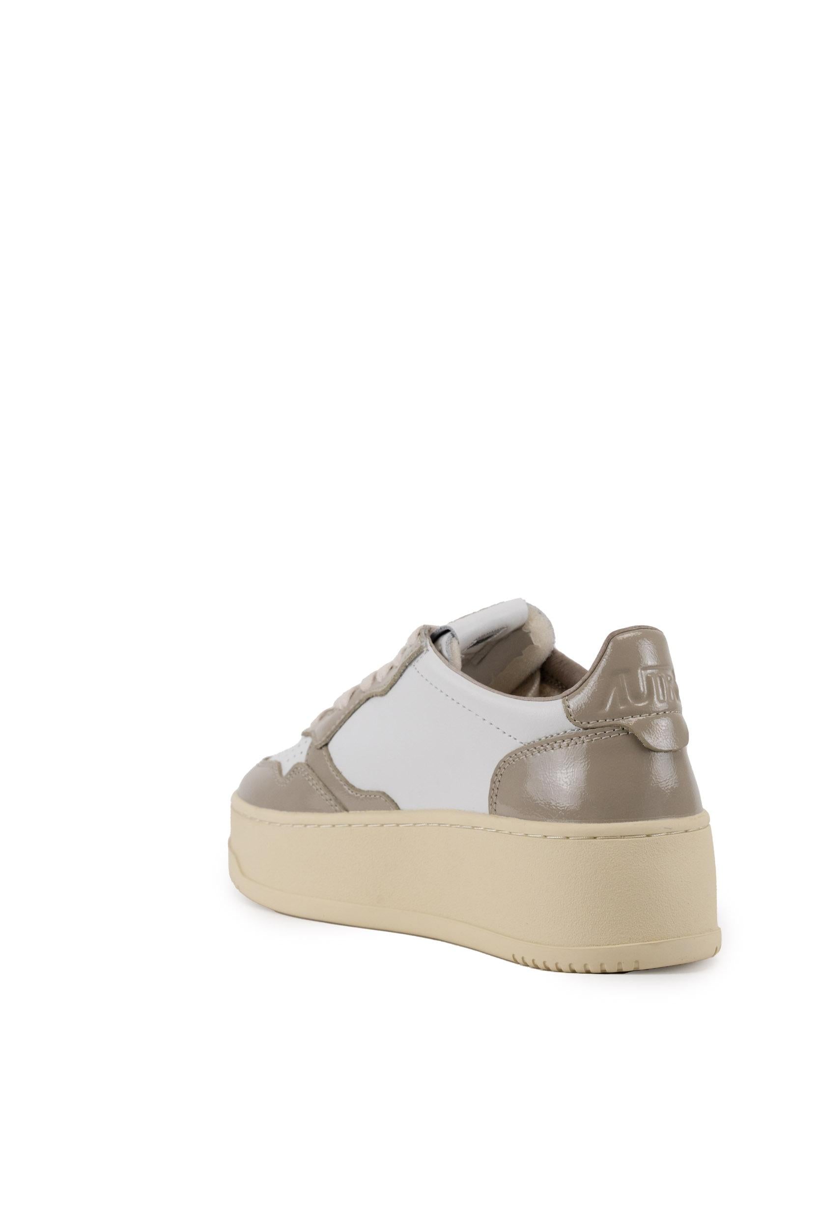 Sneakers Medalist Platform in pelle e vernice Bianco/Tortora PTLW RT05 AUTRY ACTION SHOES