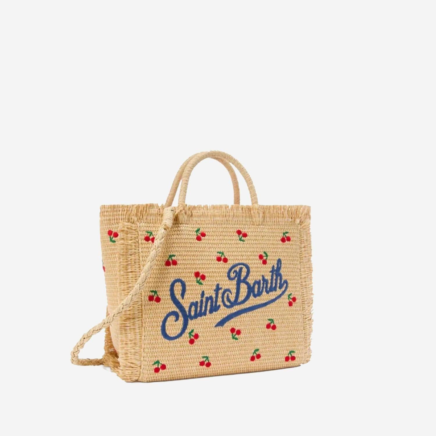 Borsa Mini Vanity effetto paglia con patch cigliege applicato VAMI009 00345L MC2 SAINT BARTH