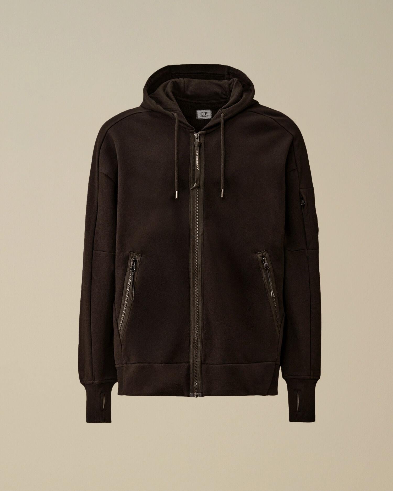 Diagonal Raised Fleece Hooded Full Zip Sweatshirt<BR/> CMSS716A 999 C.P. COMPANY