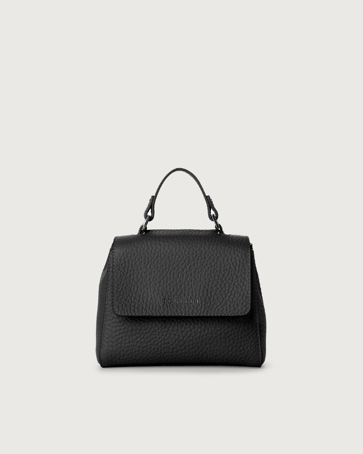 Borsa Sveva Soft Mini a mano in pelle con tracolla<BR/> B02019SOF NERO ORCIANI