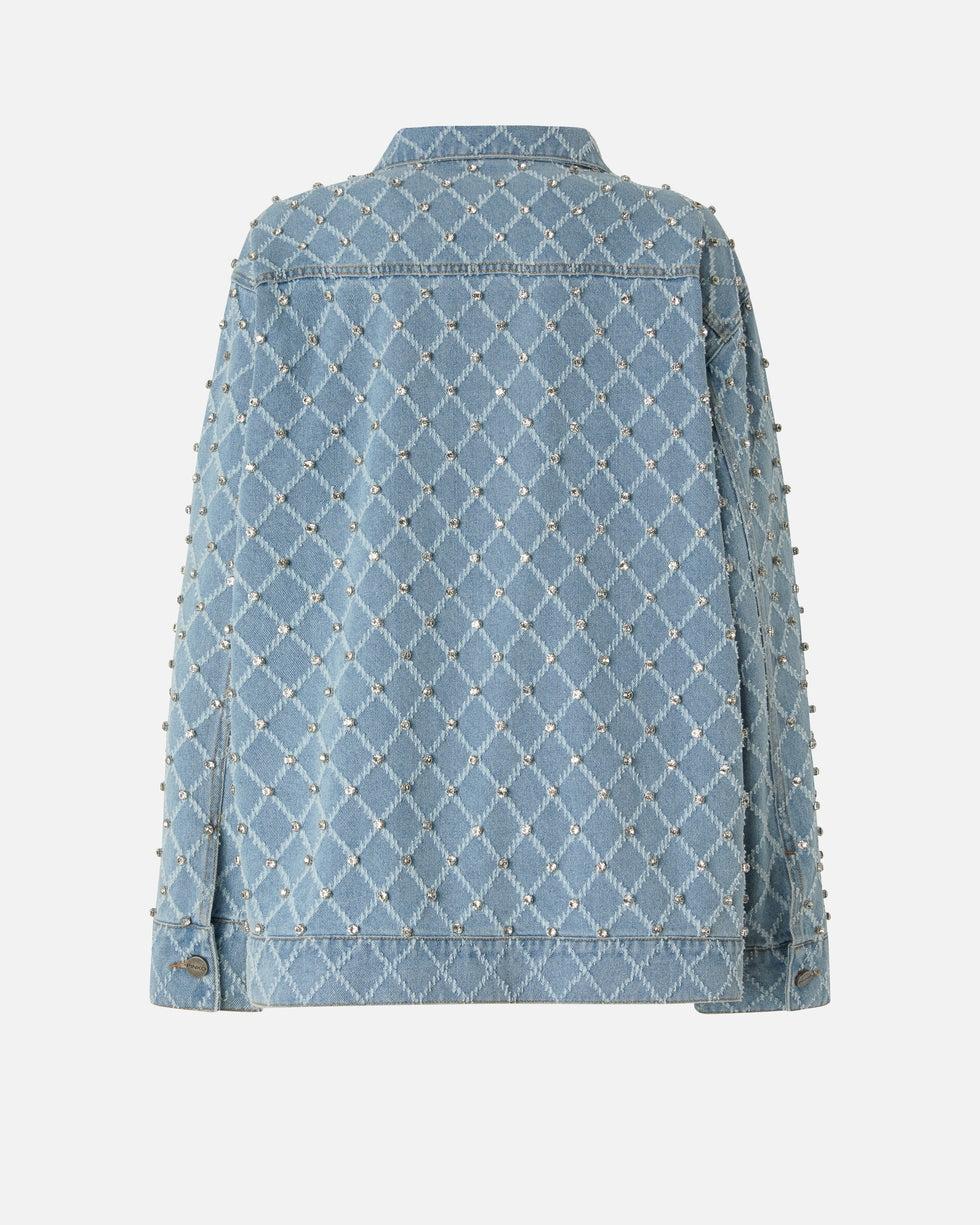 Giubbino in denim con disegno rombi e strass<BR/> 106246A32N PJE PINKO