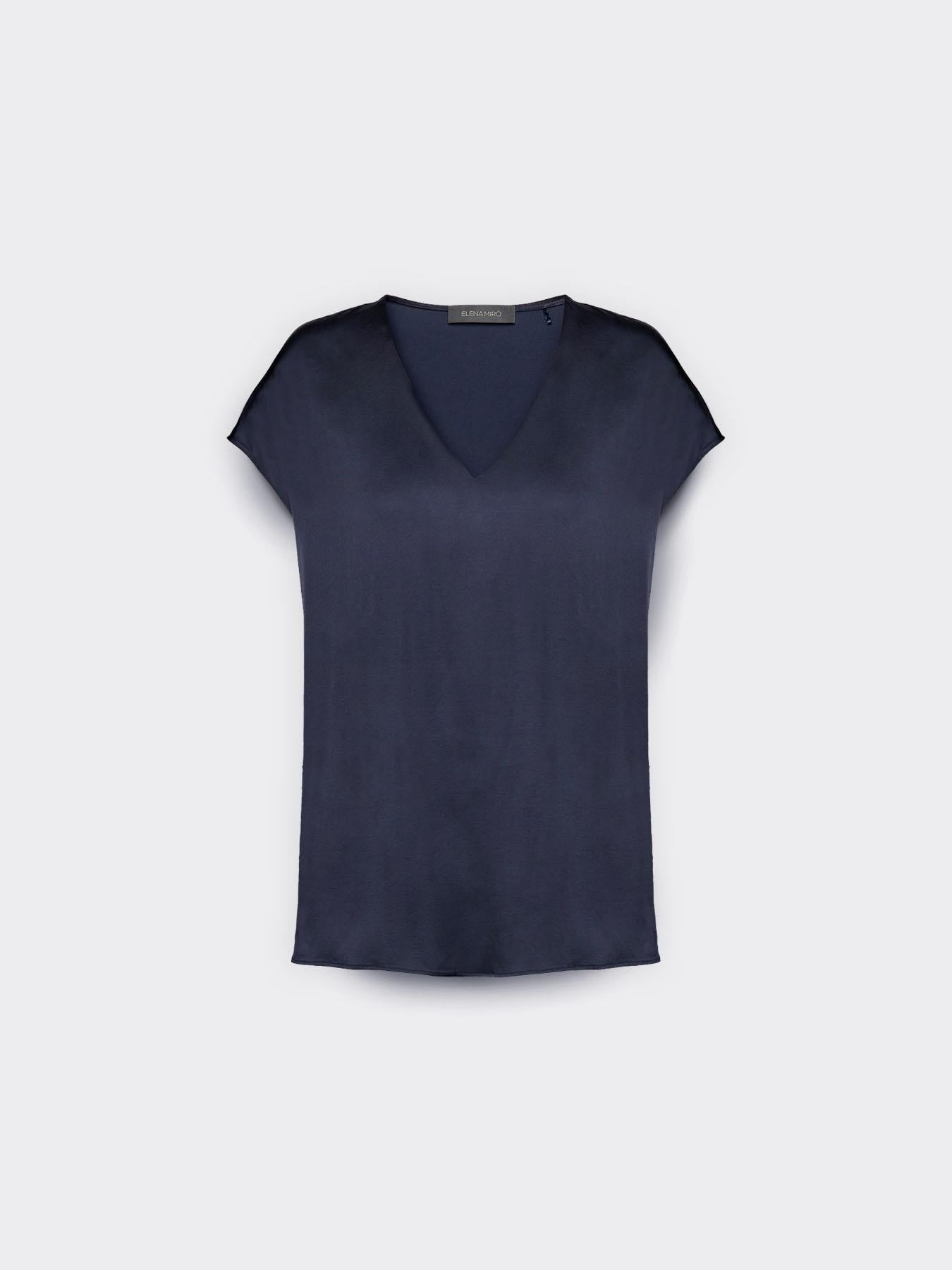 Blusa in raso con scollo a V<BR/> 2002P000221N 34 ELENA MIRO