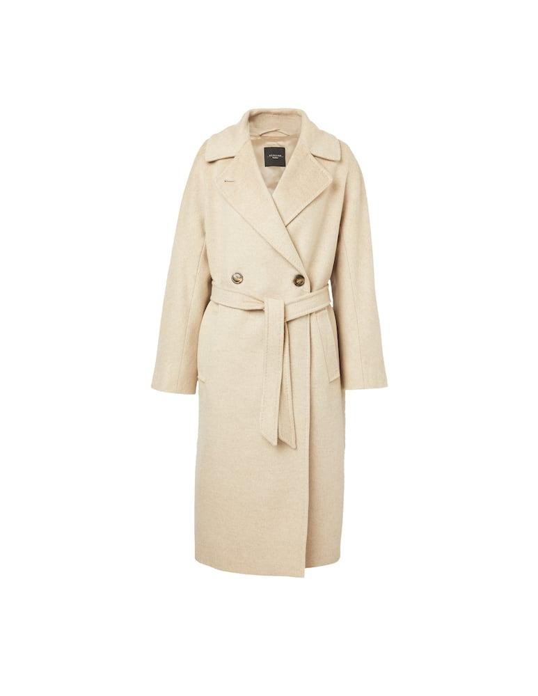 Cappotto midi doppiopetto in lana beige RESINA 002 WEEKEND