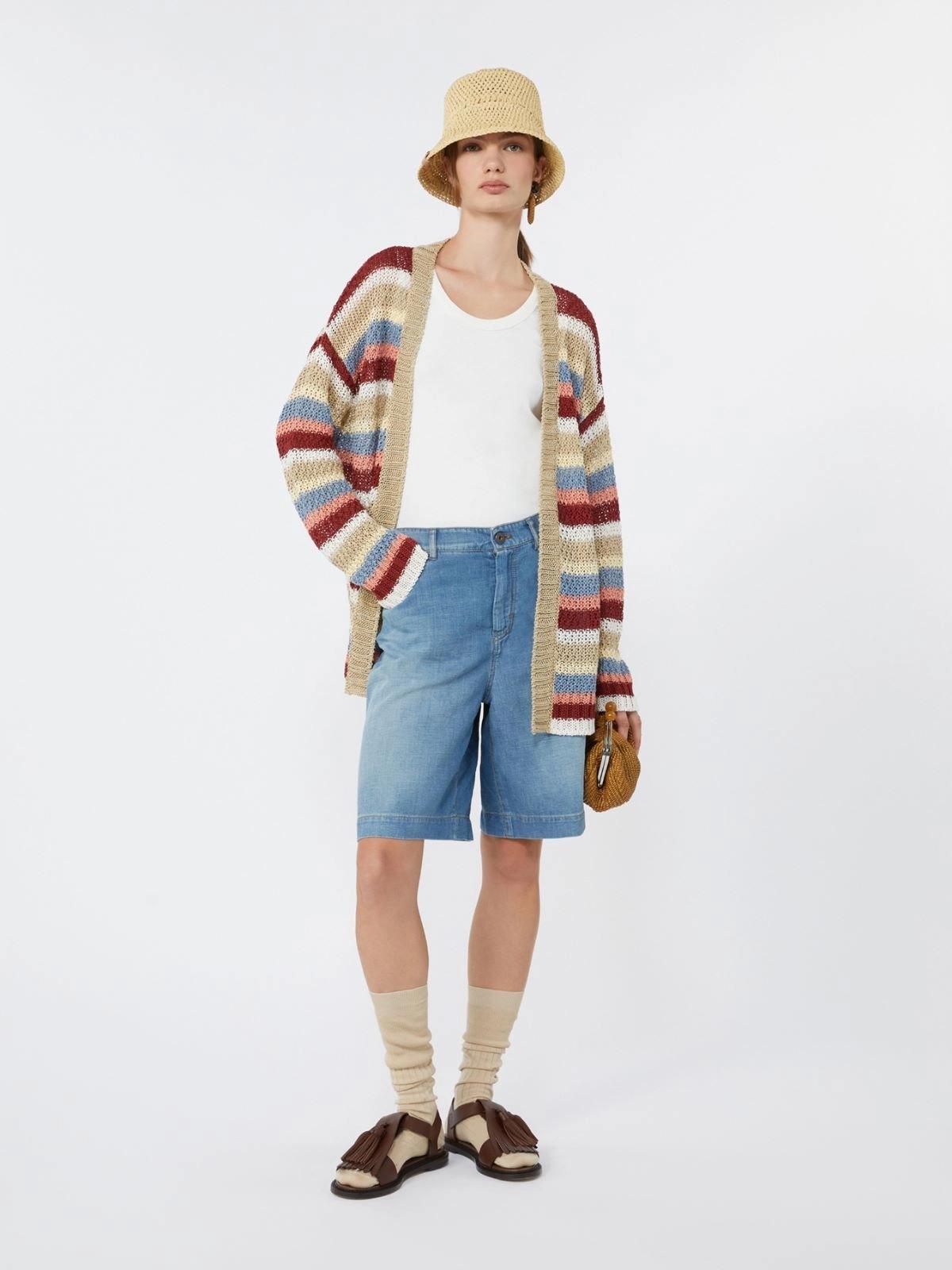 Cardigan in filato di lino con cintura - CILIEGIA<BR/> WKDBONITO 020 WEEKEND