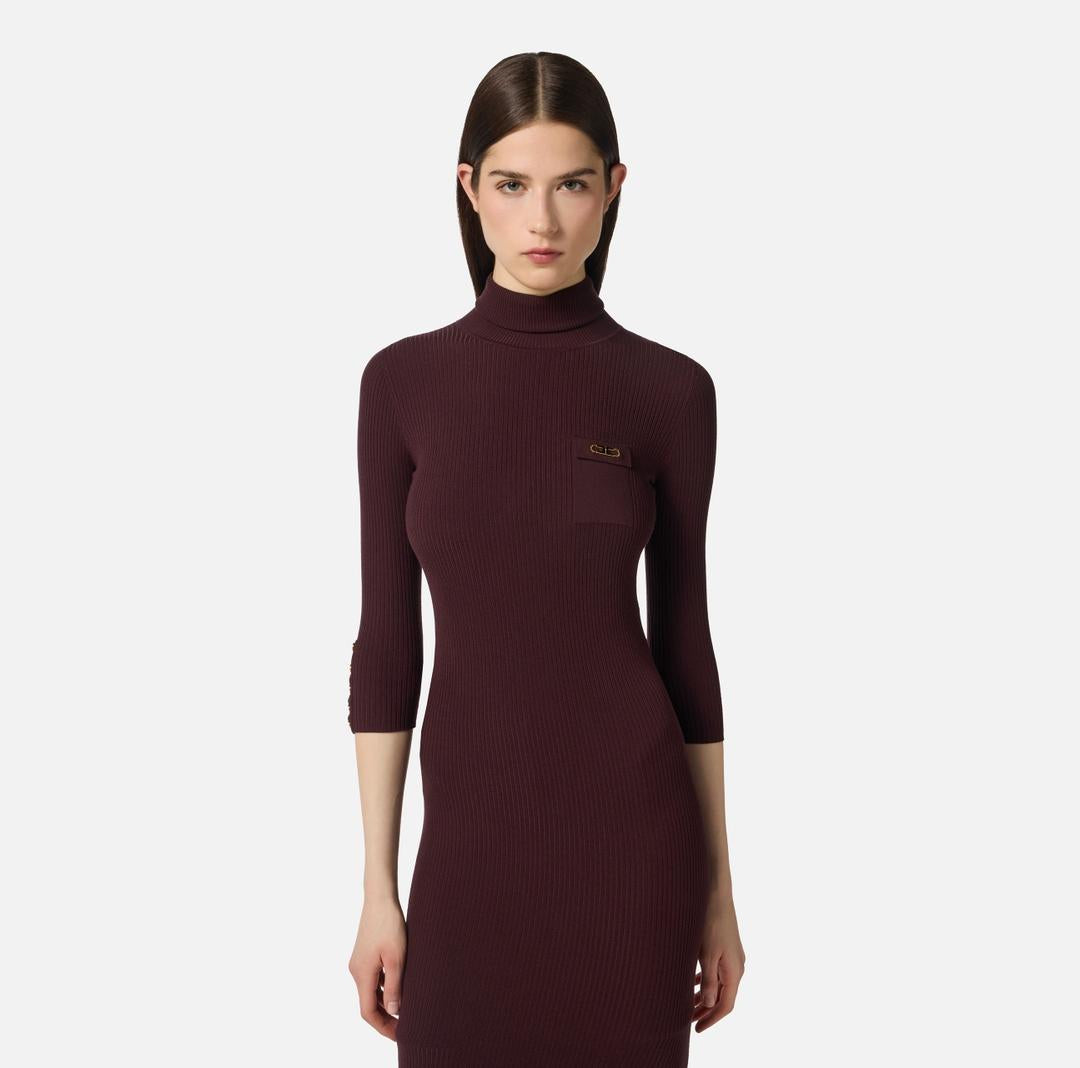 Abito in maglia a costine con taschino AM23B56E2 EA4 ELISABETTA FRANCHI