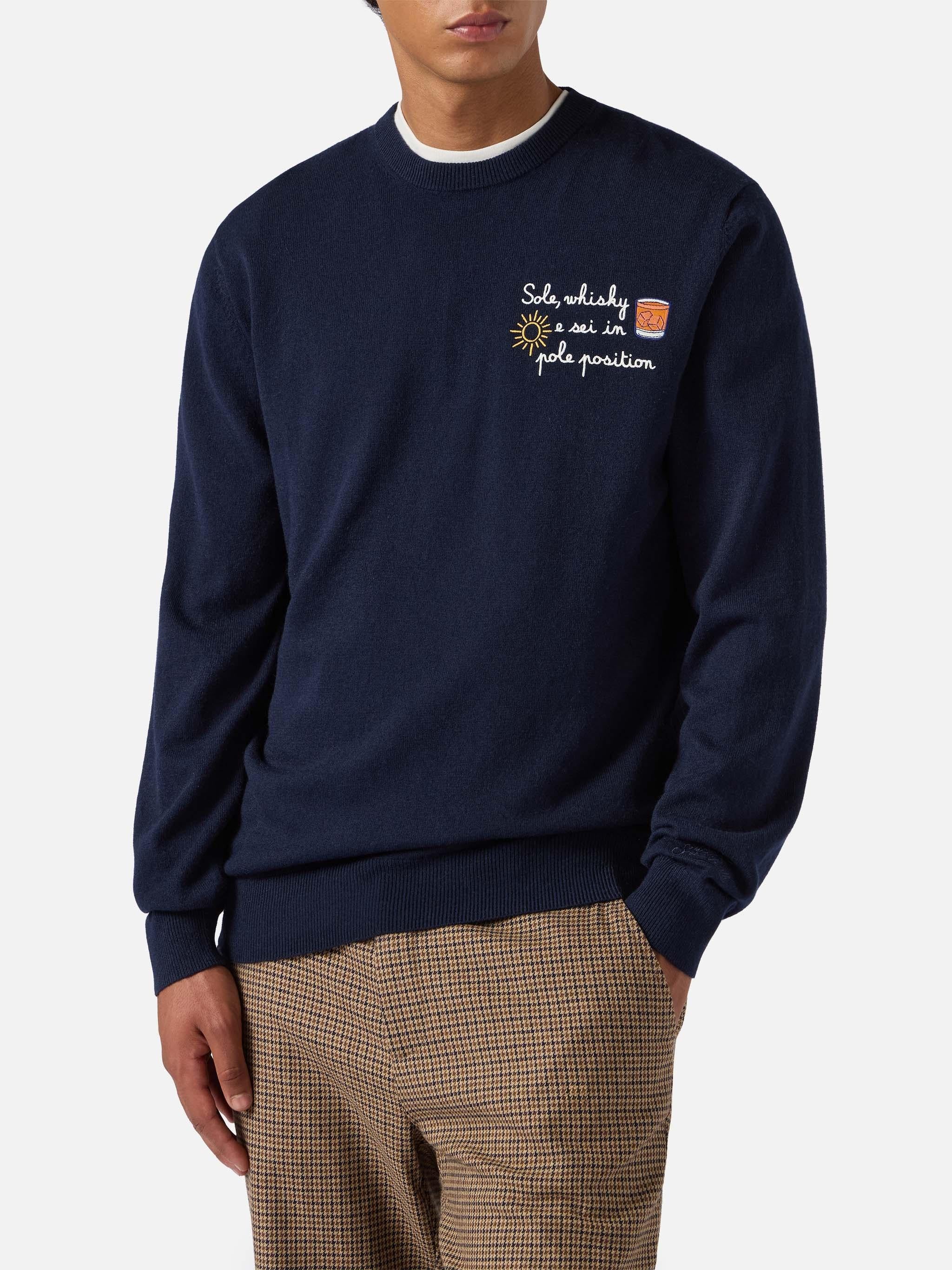 Maglione a girocollo Heron Light con ricamo Sole, wishky e sei in pole position! HER0024 03392I MC2 SAINT BARTH