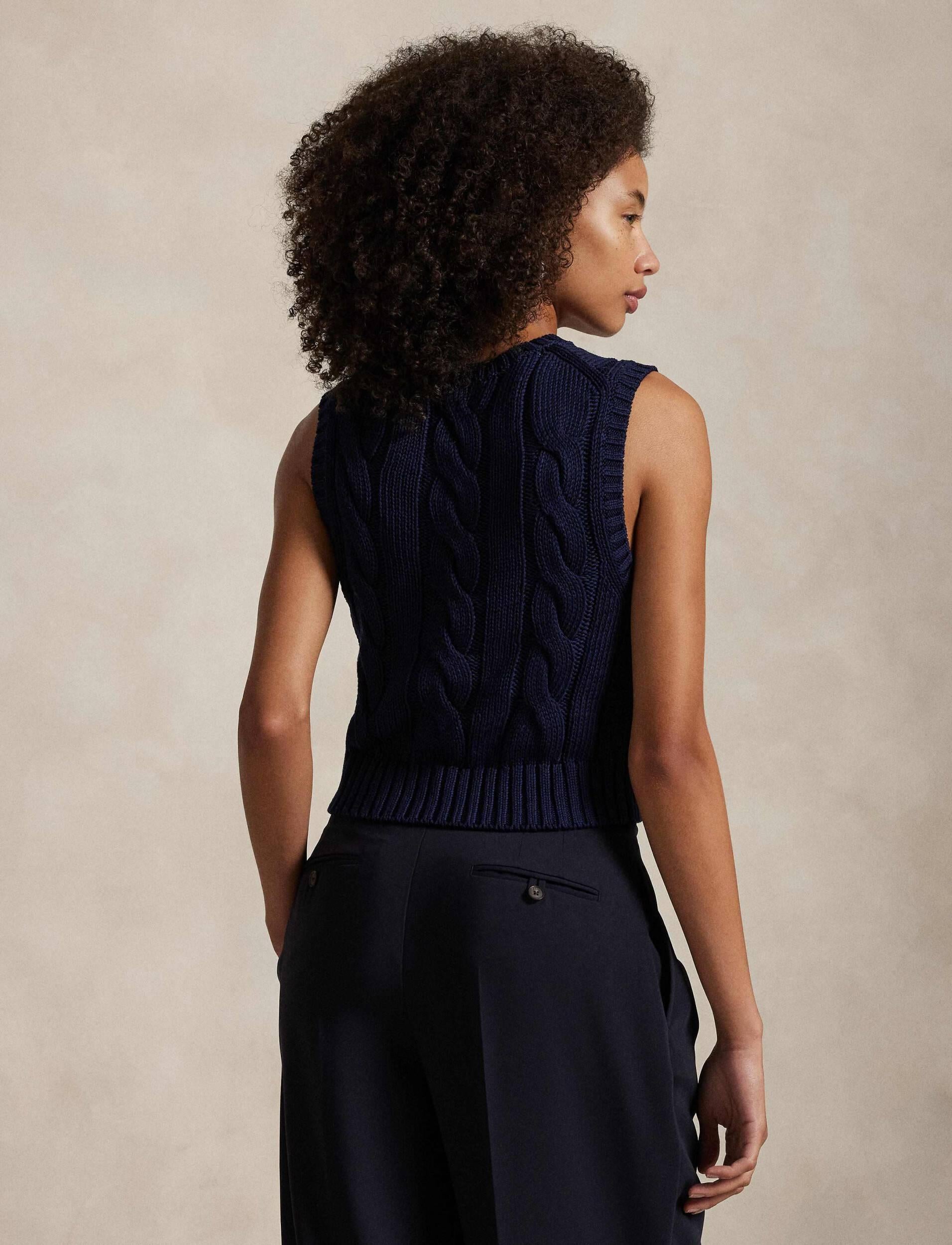 Gilet donna in cotone a trecce 211959295 002 RALPH LAUREN