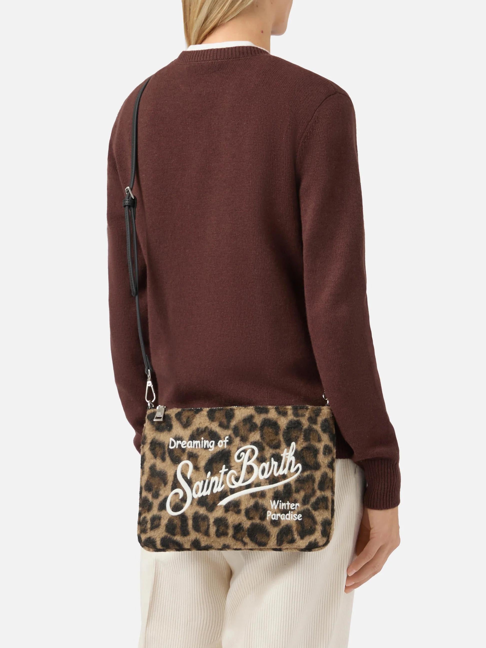 Borsa crossbody Parisienne Felt in misto lana leopardata PAR0025 00223I MC2 SAINT BARTH