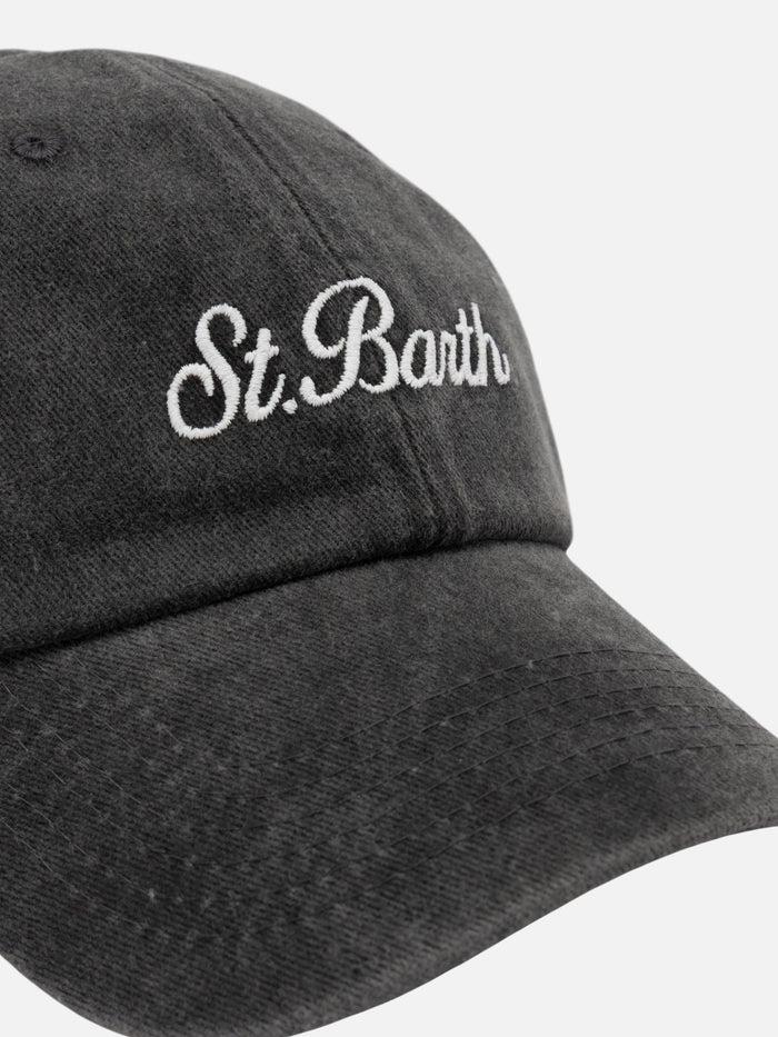 Cappellino Davis in denim nero con ricamo Saint Barth