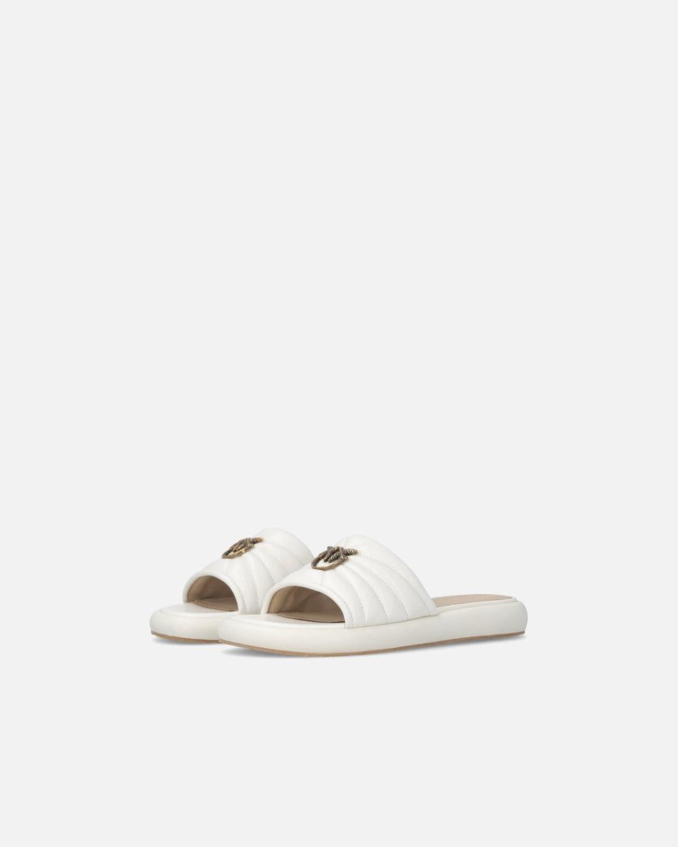Ciabatte in nappa trapuntata con logo Love Birds SD0525P003 Z12 PINKO