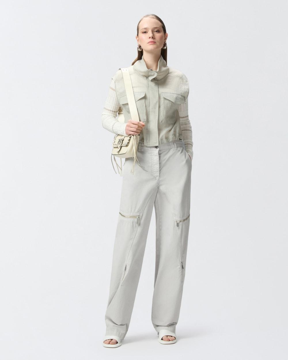 Pantaloni larghi in cotone con zip