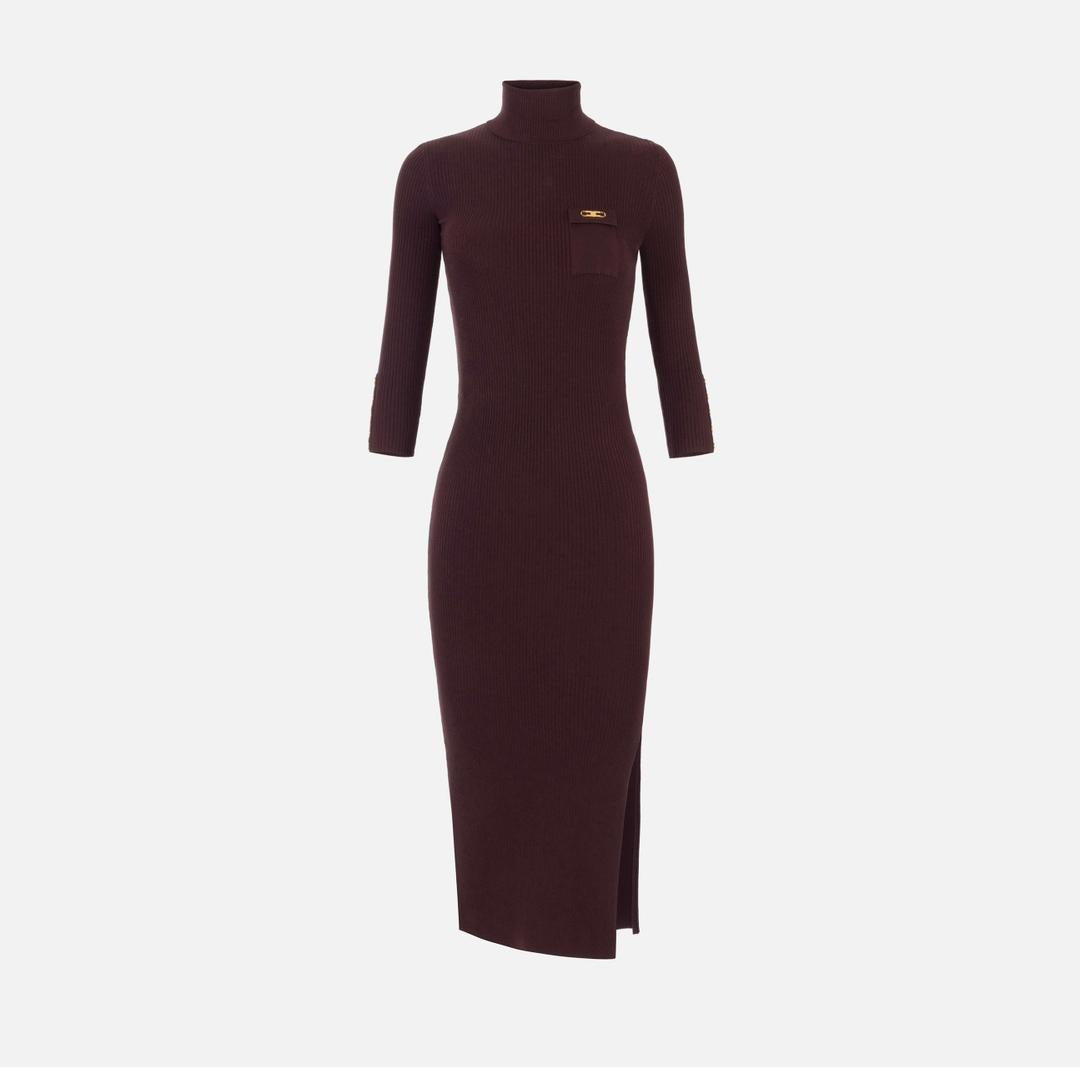 Abito in maglia a costine con taschino AM23B56E2 EA4 ELISABETTA FRANCHI