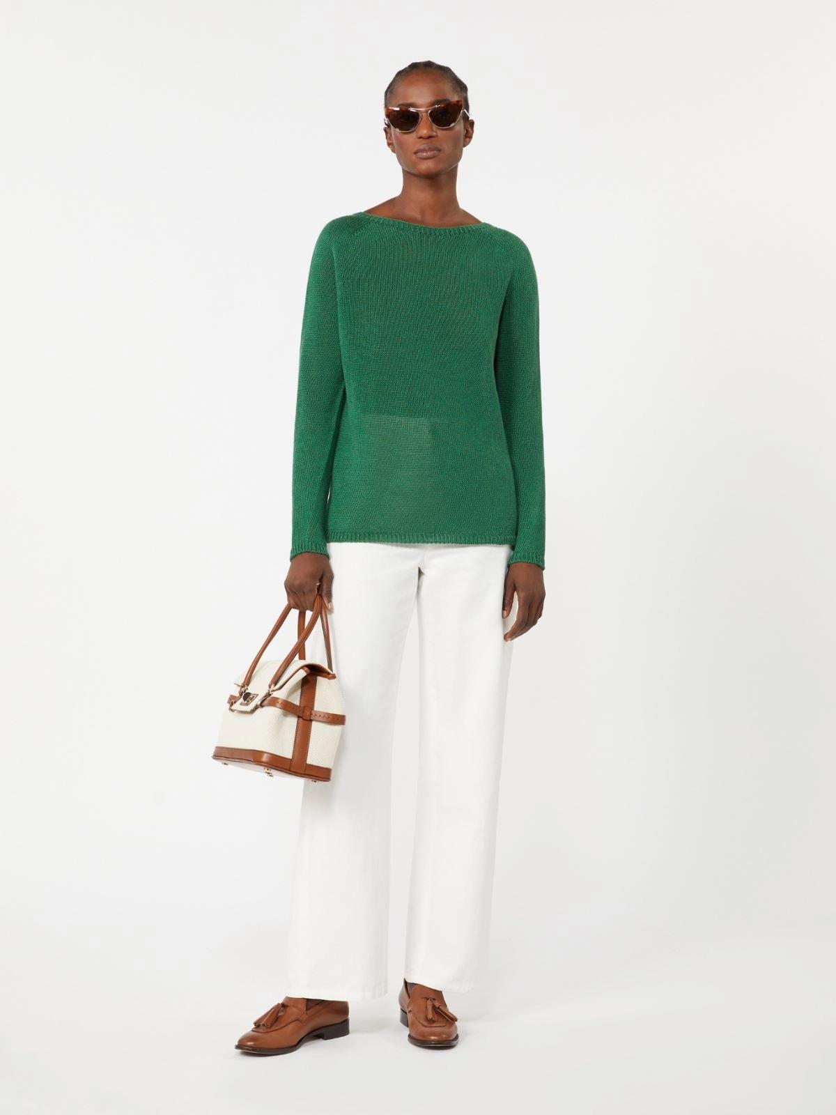 Maglia basic in filato di lino - Verde<BR/> SMMGIOLINO 010 S MAX MARA