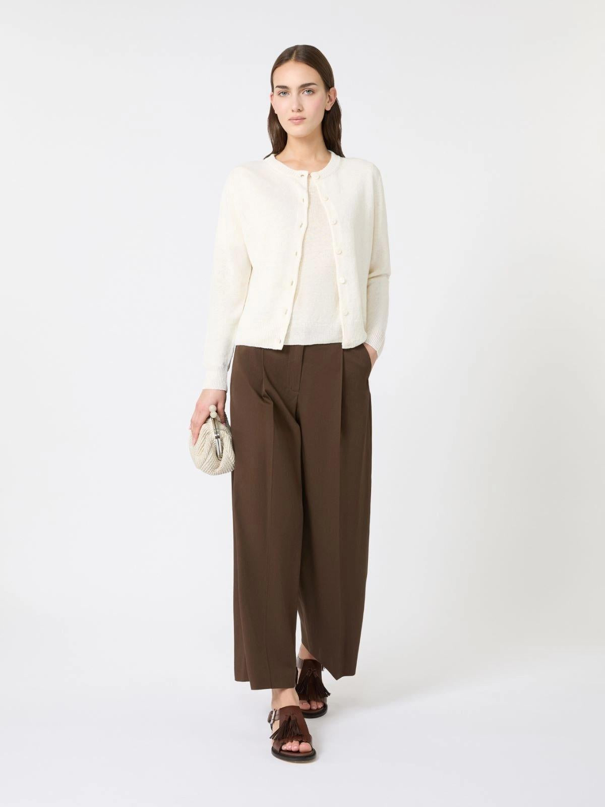 Maglia basic in filato di lino - ECRU<BR/> WKDPANCONE 001 WEEKEND