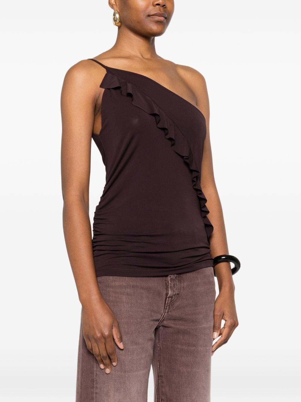 Top donna monospalla con ruches<BR/> 106374A35E M28 PINKO