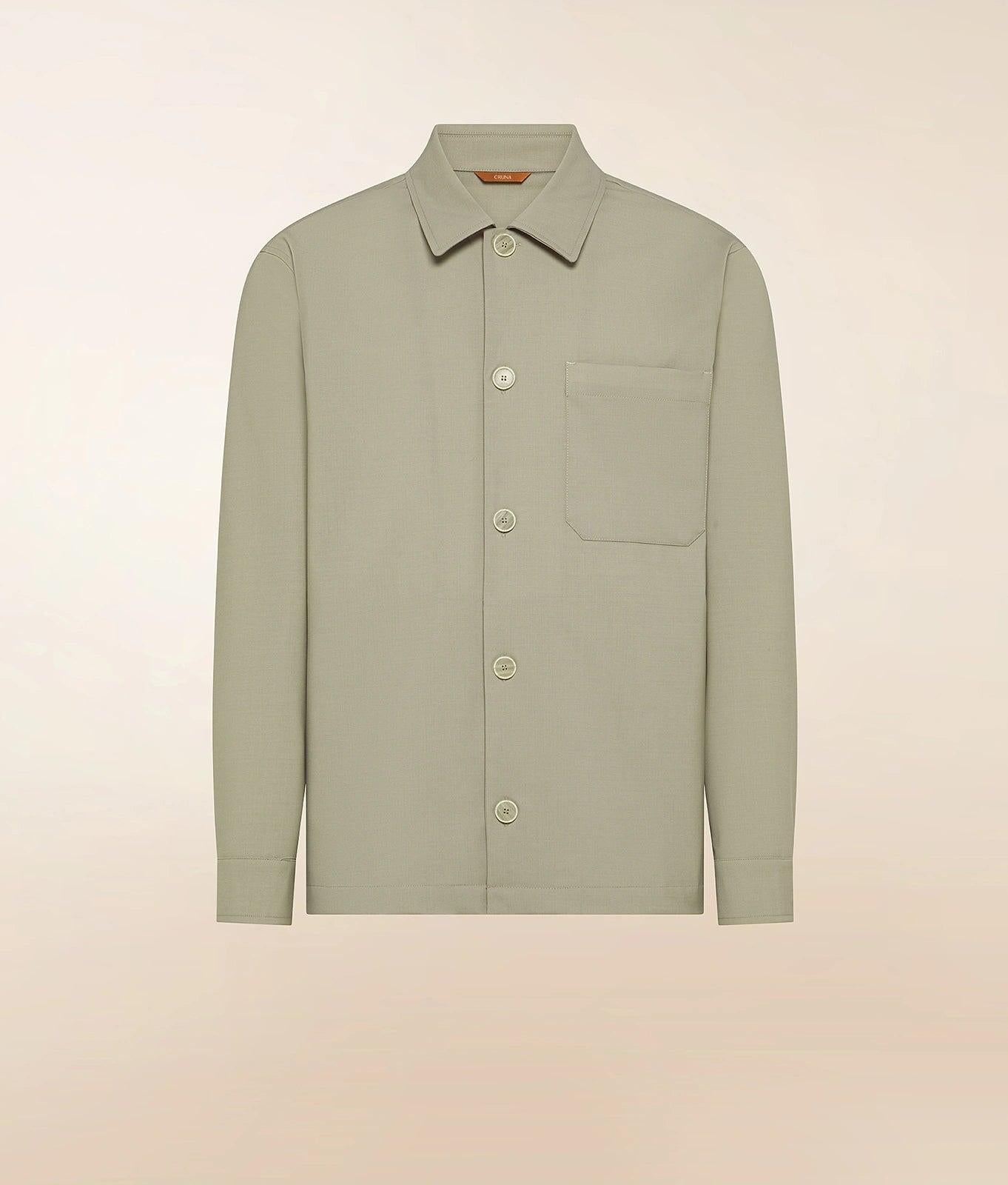 CARDIFF<BR/>Overshirt regular fit con singolo taschino in tela di lana elasticizzata CARDIFF 122 CRUNA