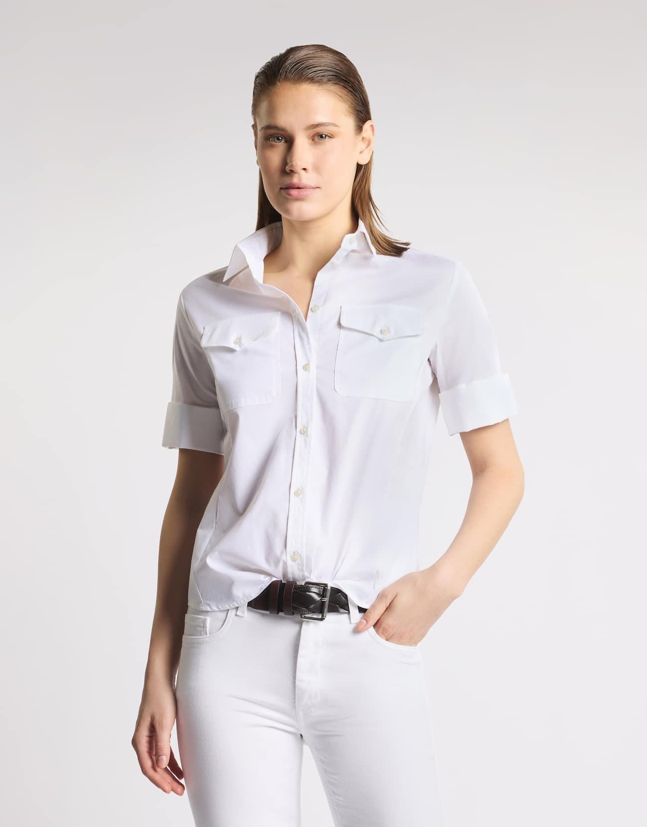 Camicia Regular Fit in Popeline Stretch<BR/> NCWA252600SZGR B001 FAY