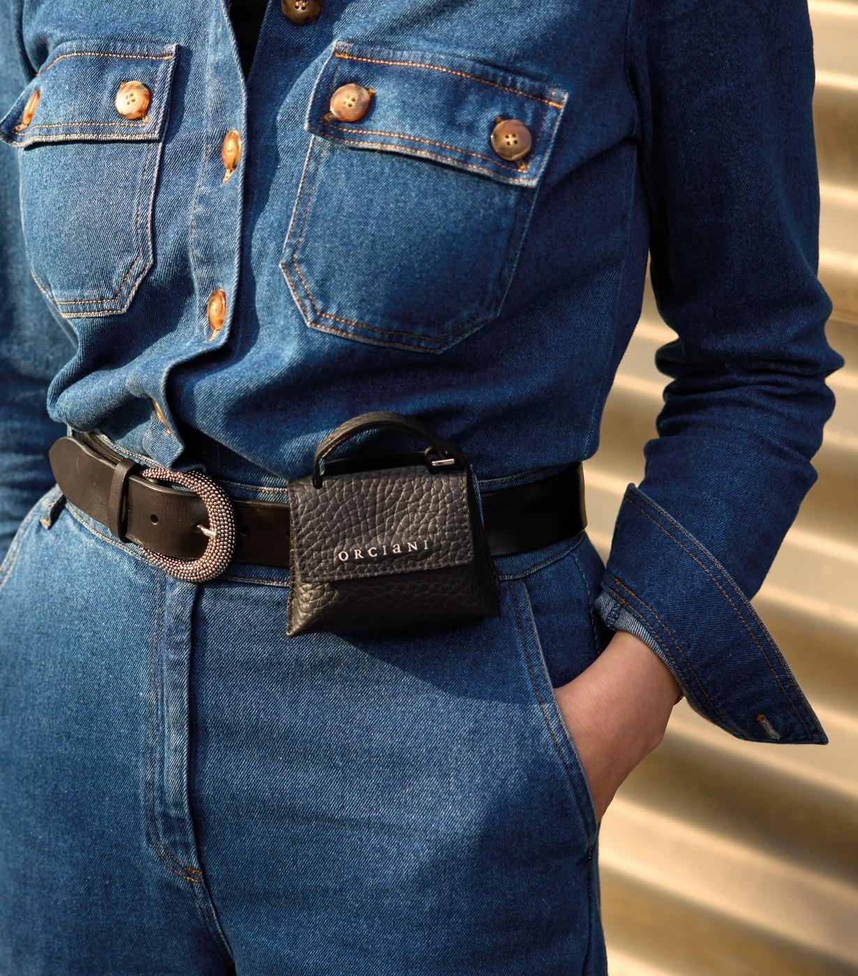 Charm Mini Sveva Soft in pelle<BR/> CHA023SOF NERO ORCIANI