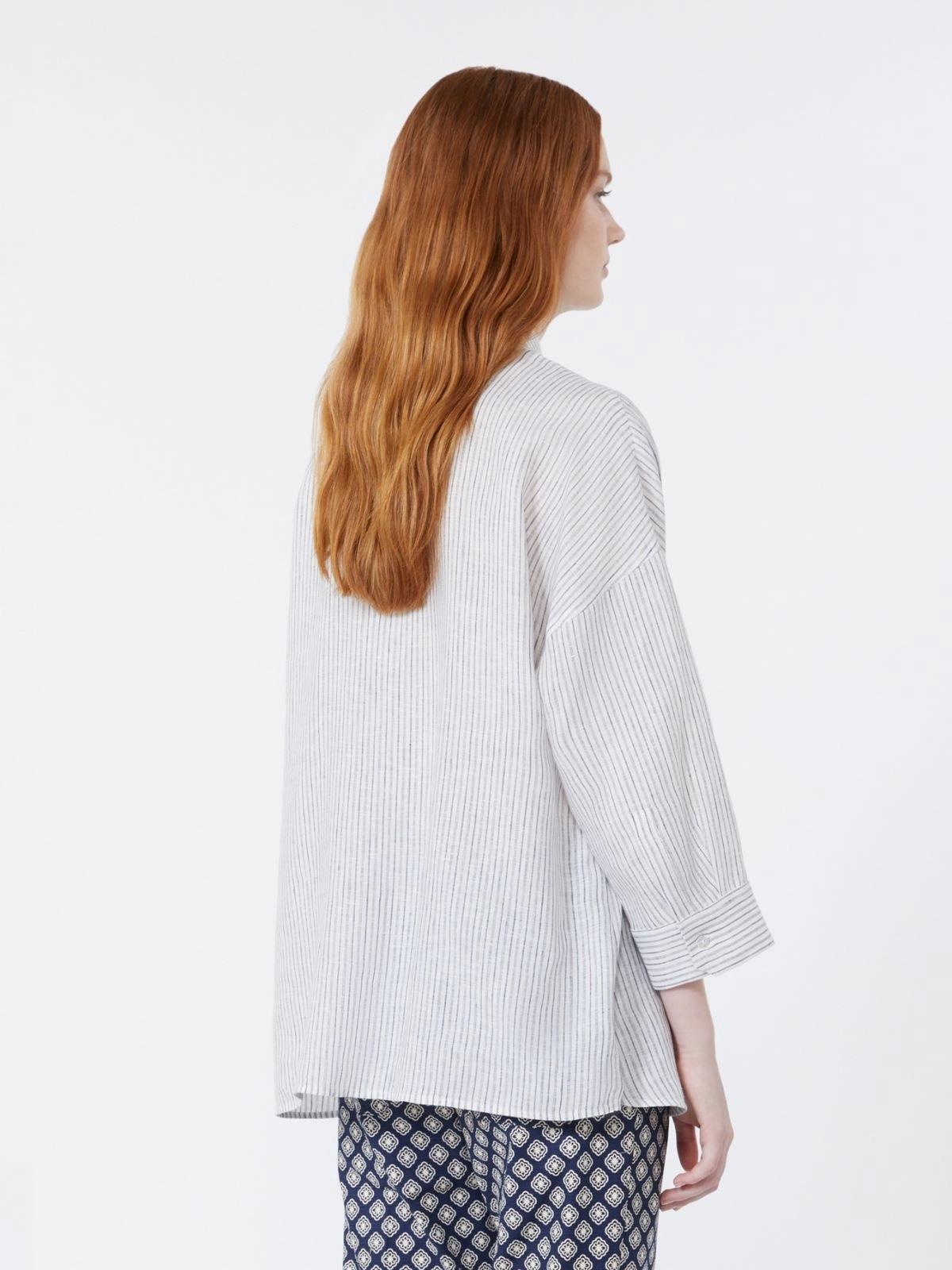 Camicia in tela di lino a righe - Blu<BR/> WKDPANETTO 021 WEEKEND