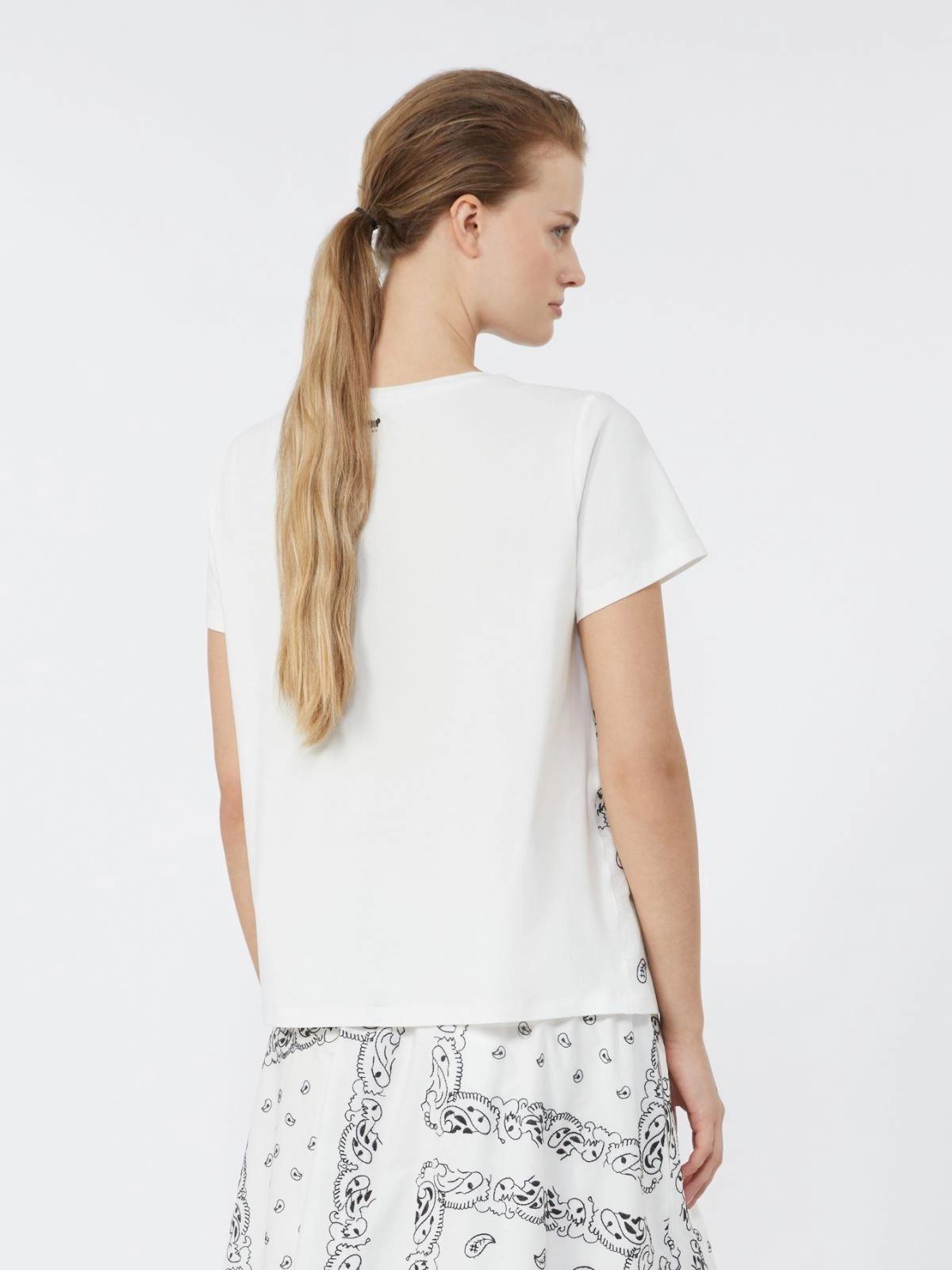 T-shirt in lino ricamato e jersey di cotone stretch - BIANCO<BR/> WKDGENIO 001 WEEKEND