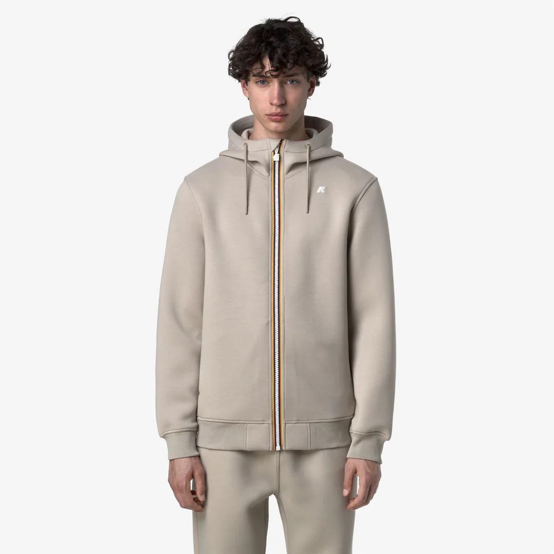 RAINER SPACER<BR/>BEIGE CASHMERE<BR/>Giacca in pile beige da uomo con cappuccio regolabile K2141DW XP2 K-WAY