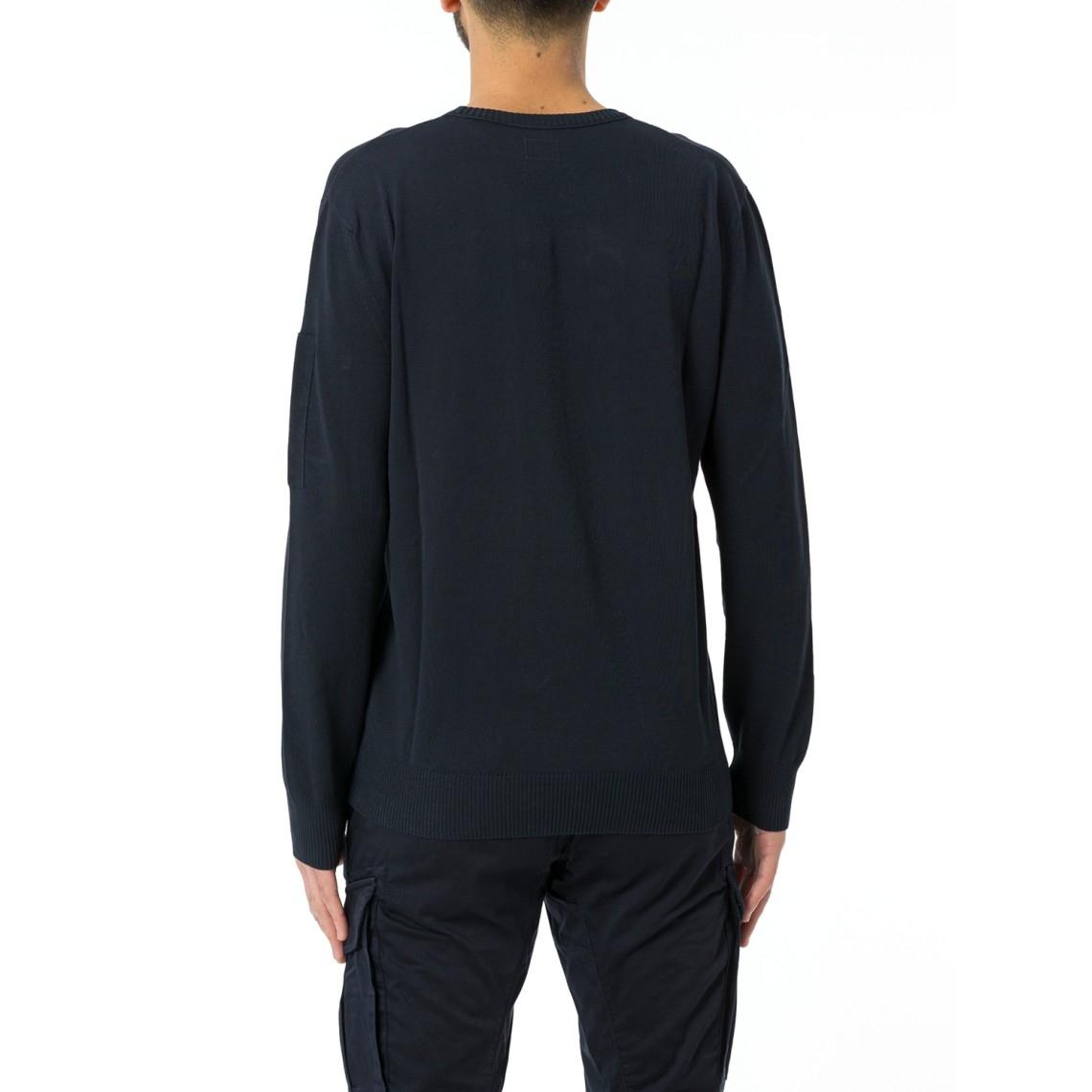 Maglia uomo in crepe di cotone girocollo con lenti