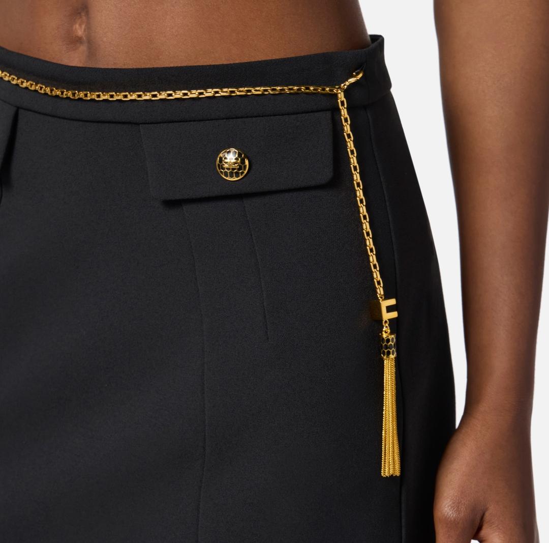 Gonna in doppio crêpe con catena gioiello GO14857E2 110 ELISABETTA FRANCHI
