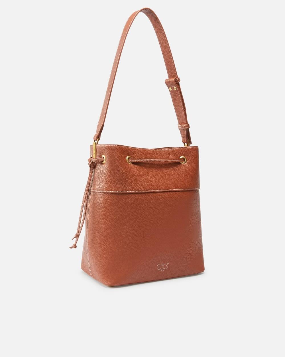 Borsa secchiello in pelle con tracolla