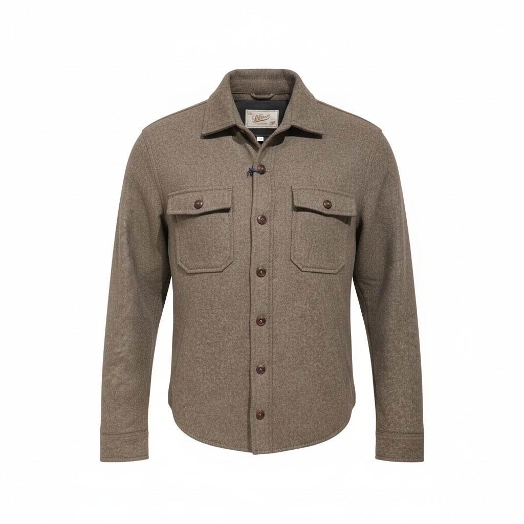 Overshirt Bl'ker Uomo in Lana HUNTERWOOL BROWN BL'KER