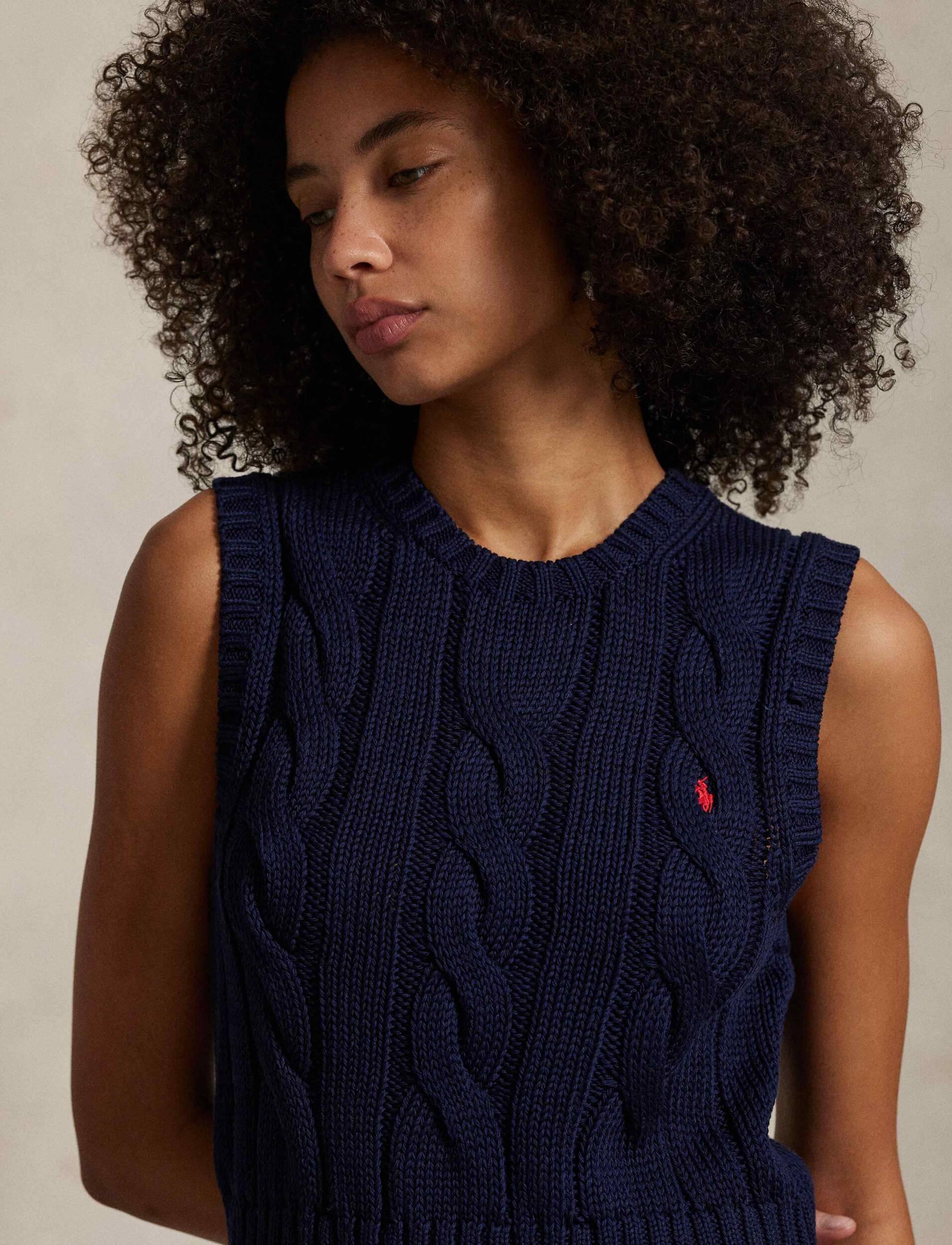 Gilet donna in cotone a trecce 211959295 002 RALPH LAUREN