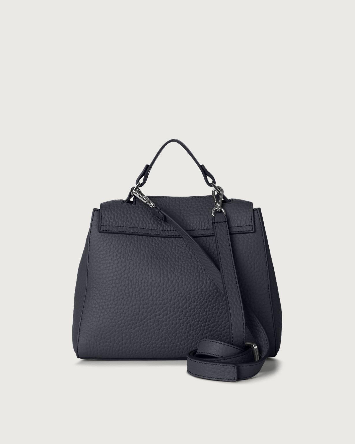 Borsa Sveva Soft Piccola a mano in pelle con tracolla<BR/> B01999SOF NAVY ORCIANI