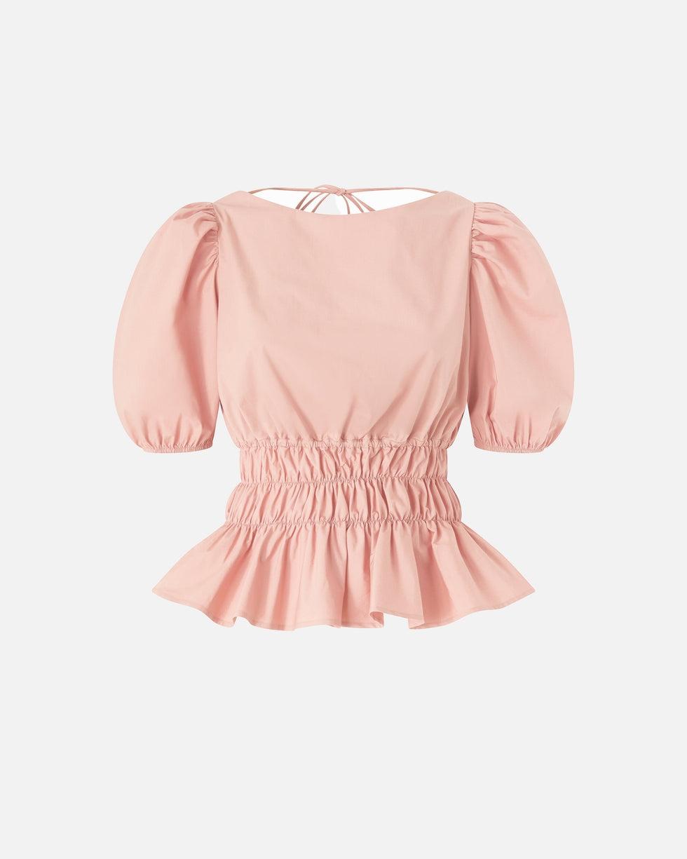 Top cropped con volant e schiena scoperta<BR/> 106525A35Q P92 PINKO
