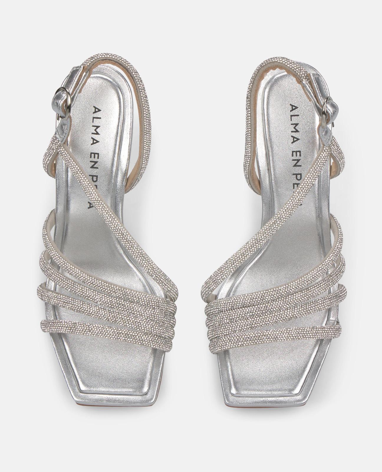SANDALO A FASCE INCROCIATE CON STRASS
