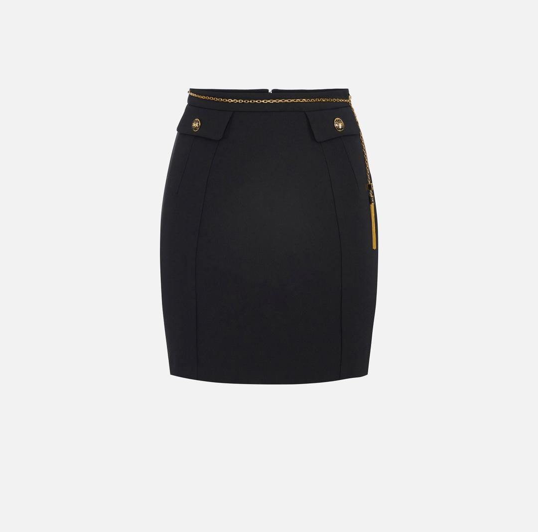 Gonna in doppio crêpe con catena gioiello GO14857E2 110 ELISABETTA FRANCHI