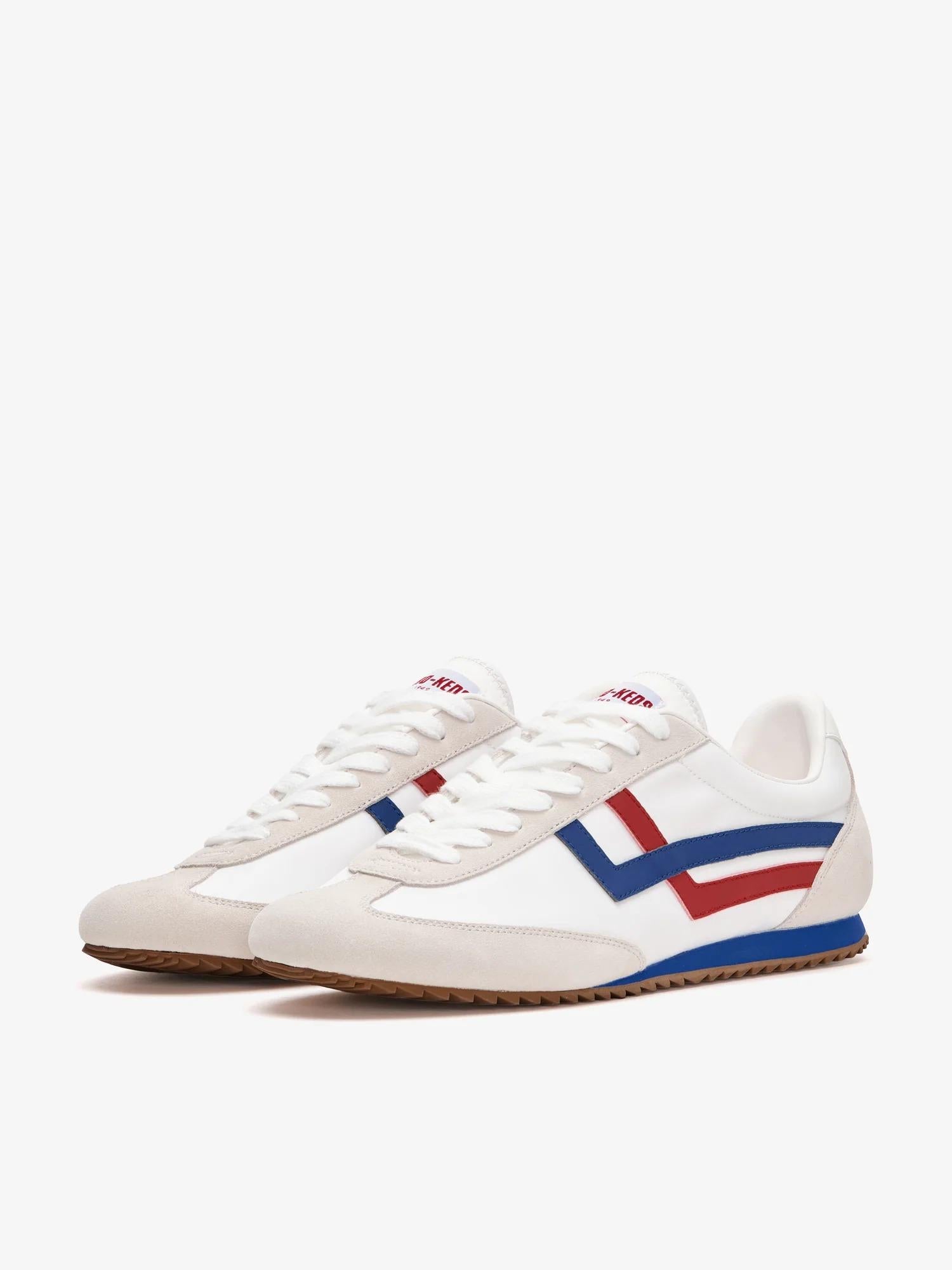Racer 77 in nylon bianco e rosso/blu<BR/><BR/> R7226SLM WH00002 PRO-KEDS