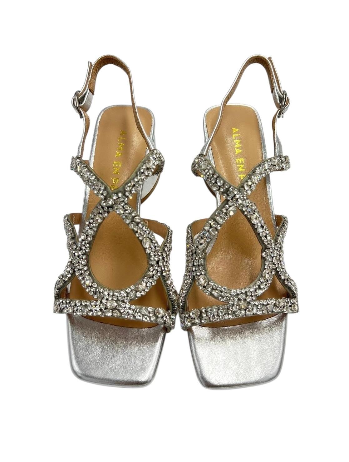 Sandalo con strass e cinturini sottili 3001 DIVASILVER ALMA EN PENA