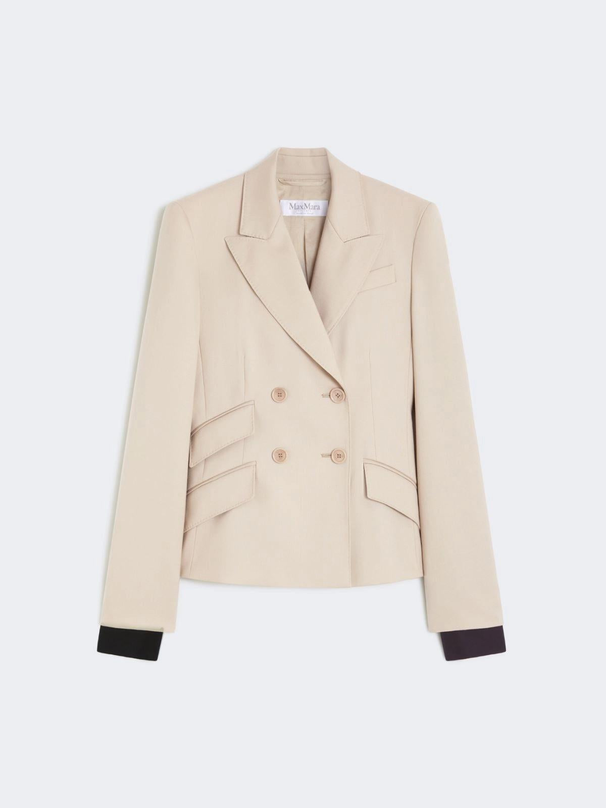 Blazer doppiopetto in lana, mohair e seta - Sabbia<BR/> MXSPLACIDO 006 MAX MARA SFILATA