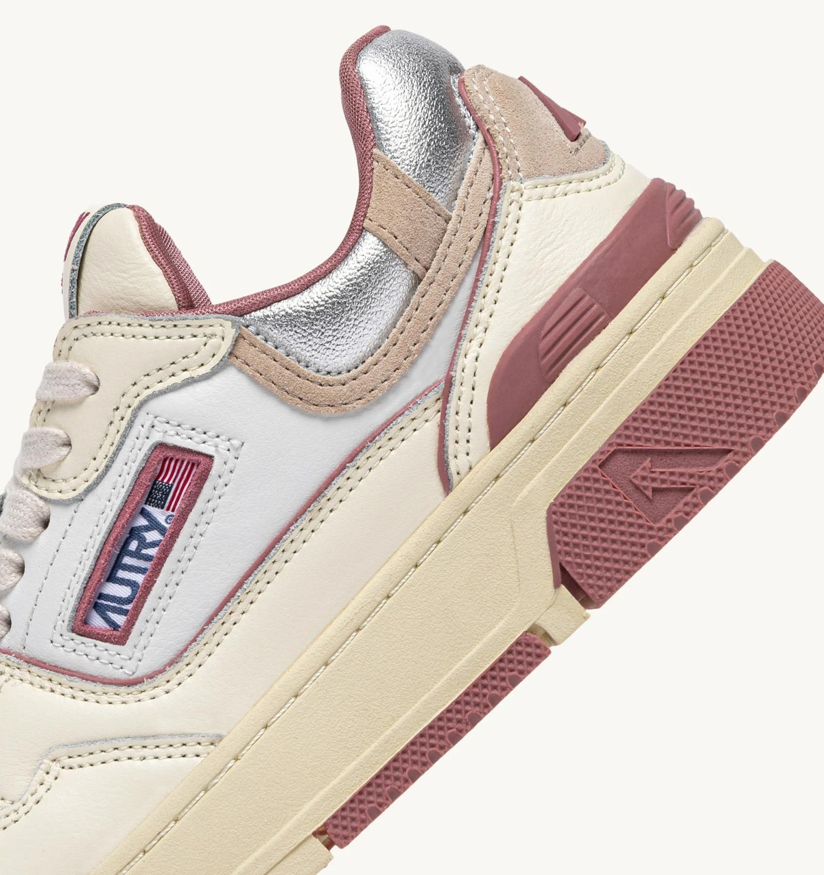 SNEAKERS CLC LOW IN PELLE WHISPER WHITE ASH ROSE E SILVER<BR/> ROLW TE01 AUTRY ACTION SHOES
